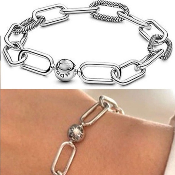 Pandora Me Link chain charm bead pendant silver bracelet 925 ALE